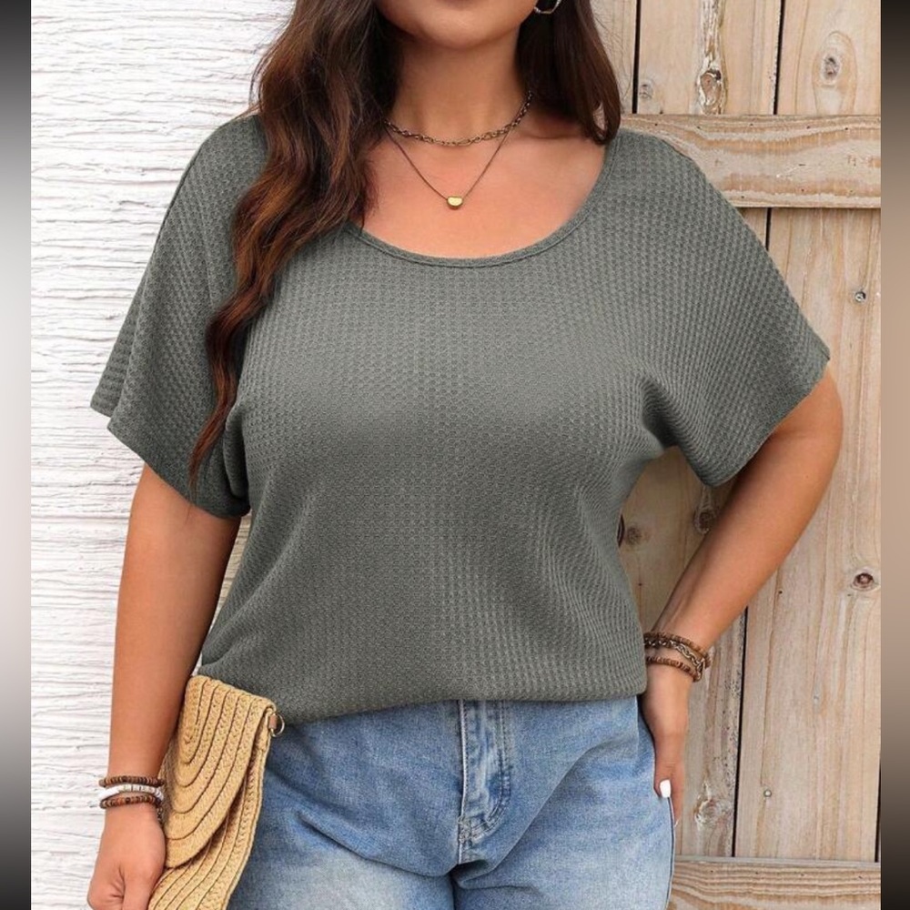 Sexy Plus Size Relaxed Fit Sheer Floral Lace Open Back Top Blouse Shirt Gray - Picture 4 of 12